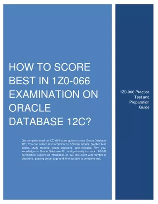 How to Score Best in 1Z0-066 Examination on Oracle Database 12c?