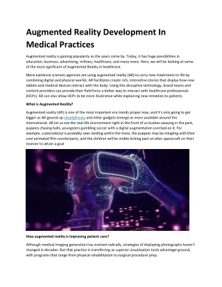 augmented reality development in medical practices