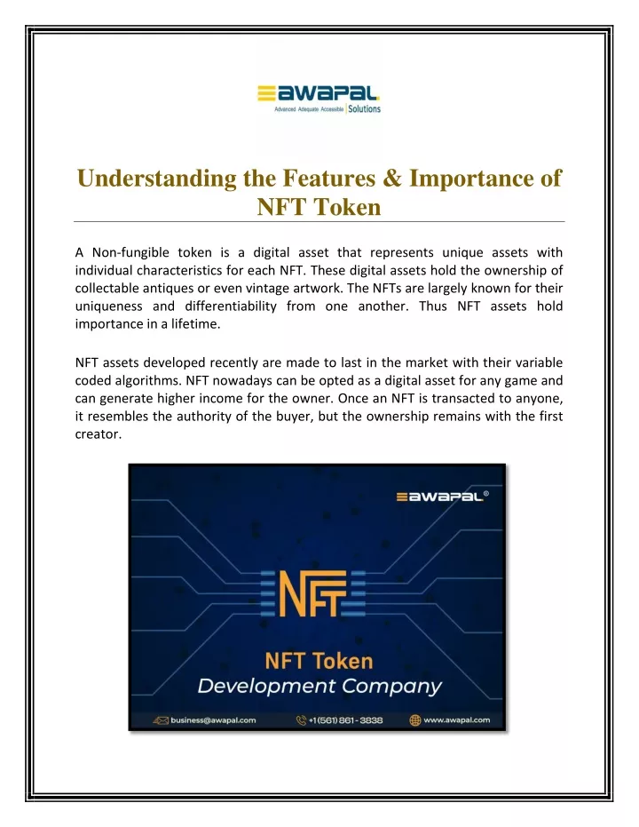 understanding the features importance of nft token