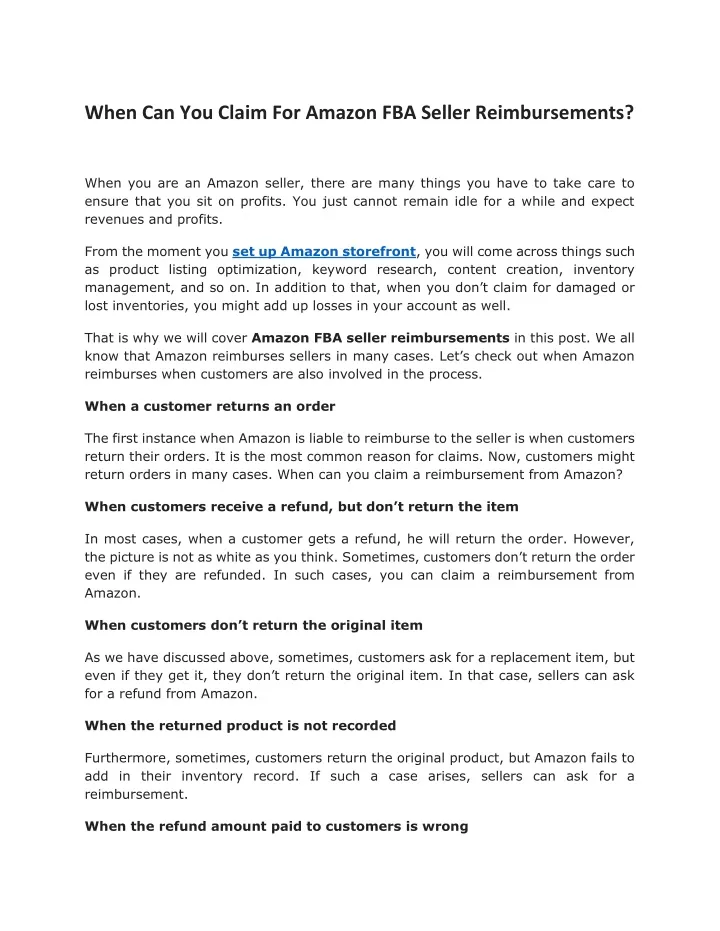 when can you claim for amazon fba seller