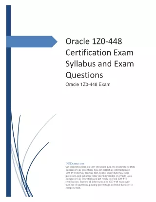 [UPDATED] Oracle 1Z0-448 Certification Exam Syllabus and Exam Questions