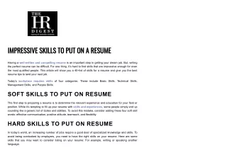 impressive skills to put on a resume