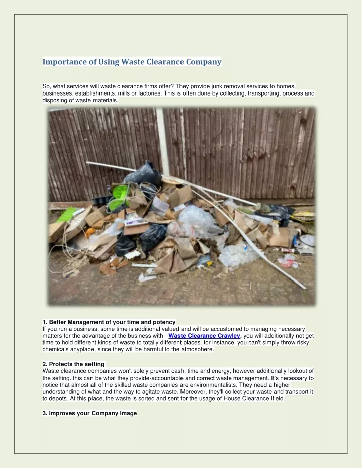 importance of using waste clearance company