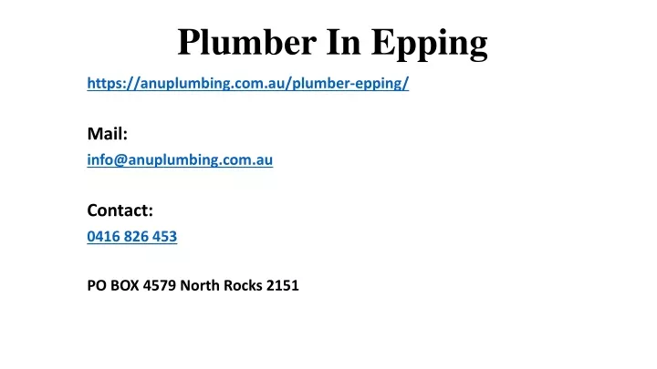 plumber in epping