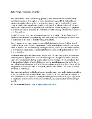 balu forge company overview