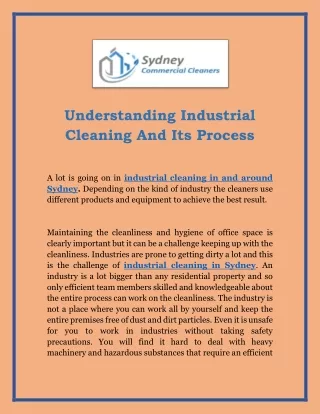 Understanding Industrial Cleaning And Its Process