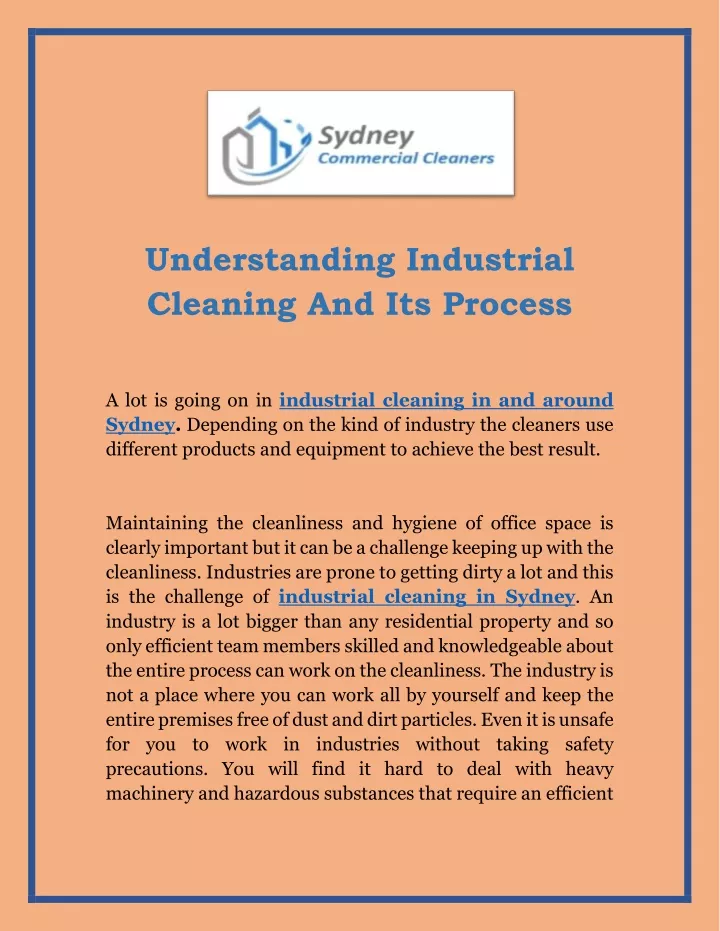 understanding industrial cleaning and its process