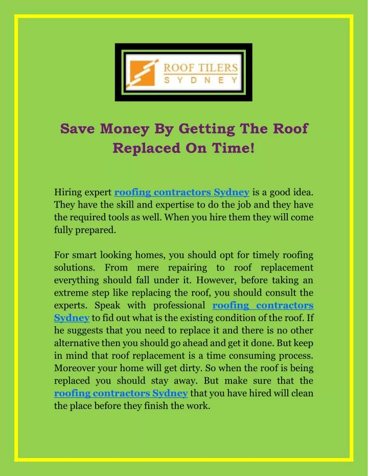 save money by getting the roof replaced on time