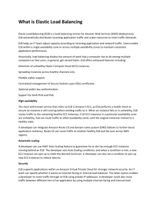what is elastic load balancing elastic load