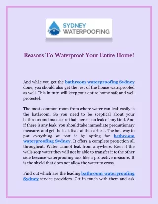 Reasons To Waterproof Your Entire Home!