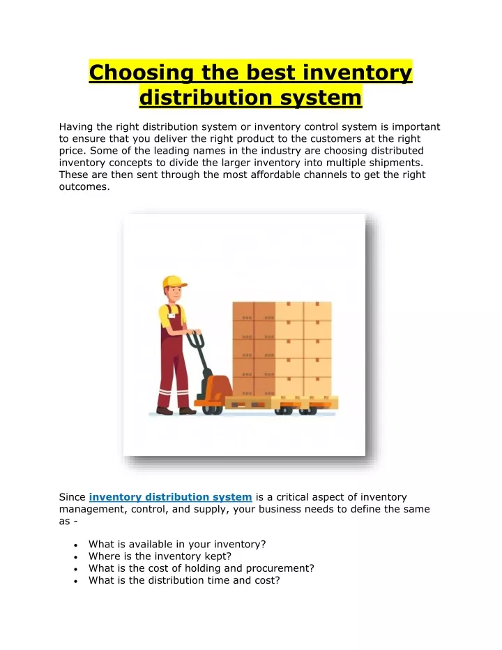 choosing the best inventory distribution system