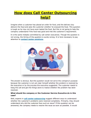 how does call center outsourcing help