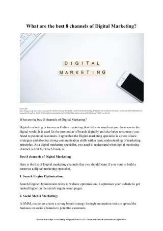 what are the best 8 channels of digital marketing