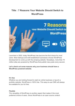 _7 Reasons Your Website Should Switch to WordPress
