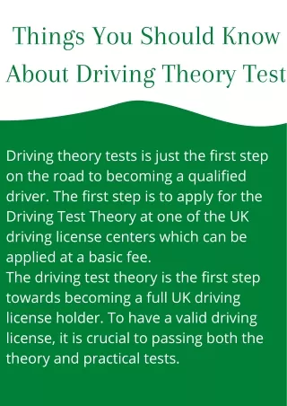 Things You Should Know About Driving Test Theory
