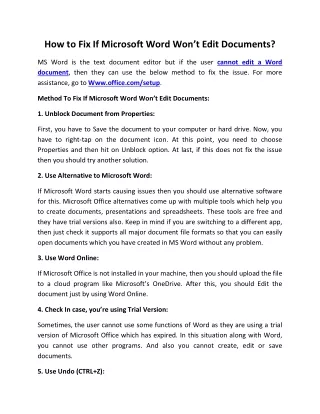 how to fix if microsoft word won t edit documents