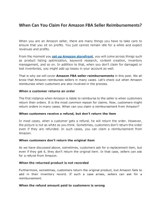 when can you claim for amazon fba seller