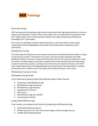 about hkr trainings