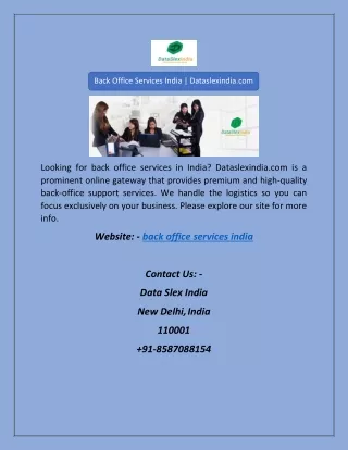 Back Office Services India | Dataslexindia.com