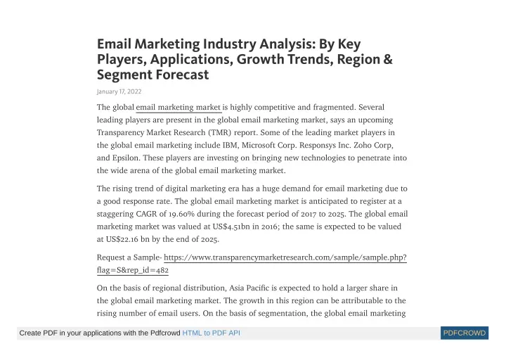 email marketing industry analysis by key players
