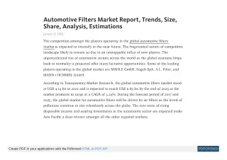 automotive filters market report trends size