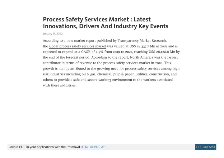 process safety services market latest innovations