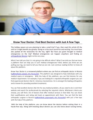 Know Your Doctor- Find Best Doctors with Just A Few Taps