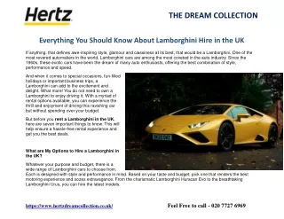 Everything You Should Know About Lamborghini Hire In The UK