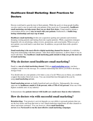 Healthcare Email Marketing- Best Practices for Doctors