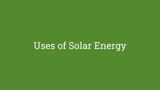 Uses of Solar Energy - Mahindra Solarize
