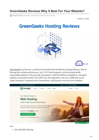 GreenGeeks Reviews Why It Best For Your Website?