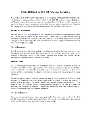facts related to sls 3d printing services
