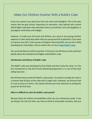 make our children smarter with a rubik s cube