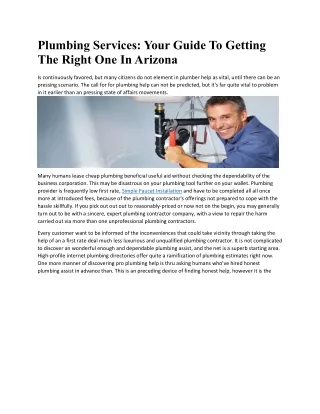 Plumbing Services Your Guide To Getting The Right One In Arizona