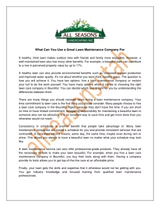 What Can You Use a Great Lawn Maintenance Company For