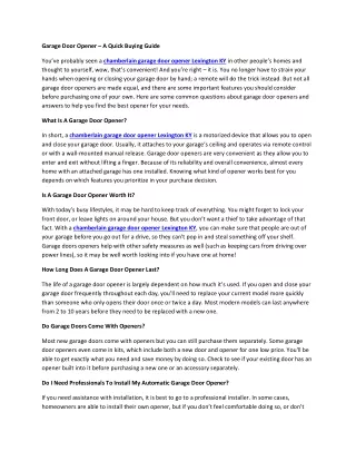 garage door opener a quick buying guide
