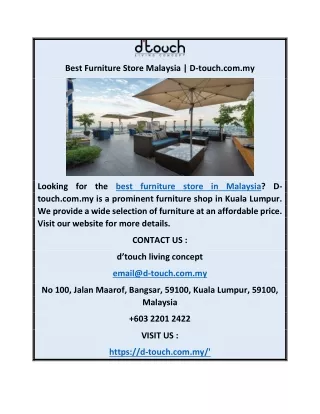 Best Furniture Store Malaysia | D-touch.com.my