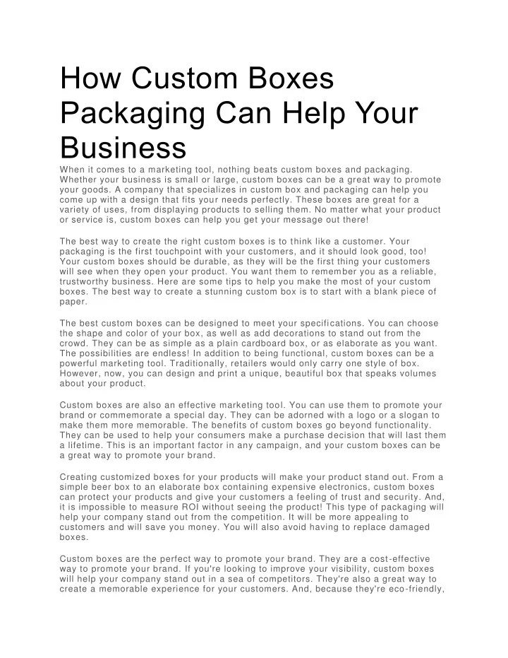 PPT - How Custom Boxes Packaging Can Help Your Business PowerPoint ...