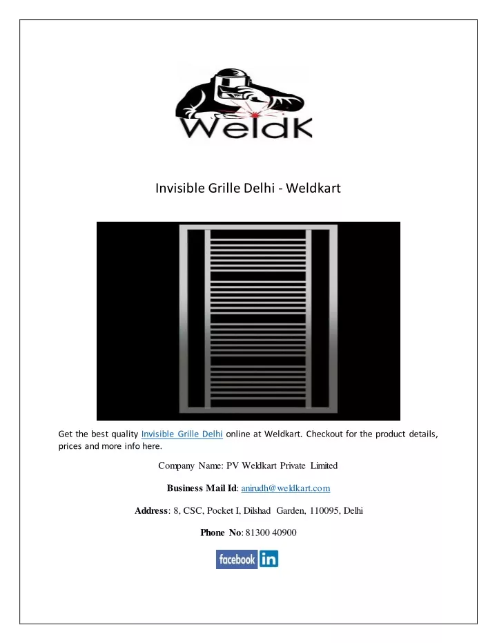 invisible grille delhi weldkart