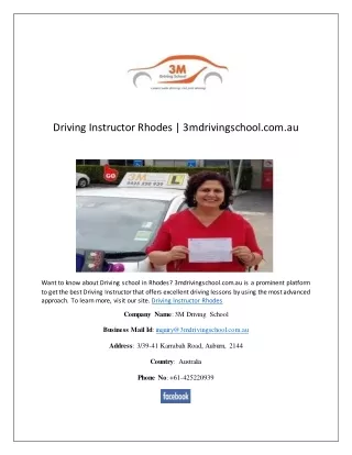 driving instructor rhodes 3mdrivingschool com au