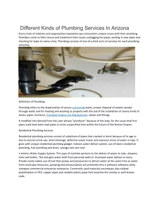 Different Kinds of Plumbing Services In Arizona