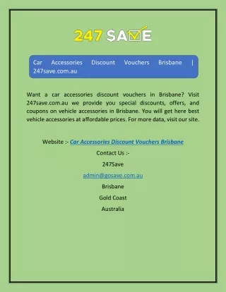 Car Accessories Discount Vouchers Brisbane | 247save.com.au