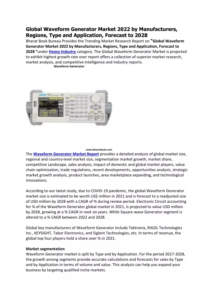 global waveform generator market 2022