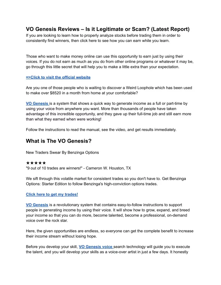 vo genesis reviews is it legitimate or scam