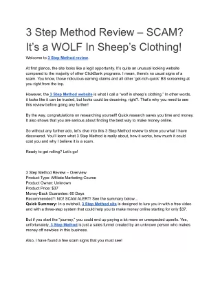 3 step method review scam it s a wolf in sheep