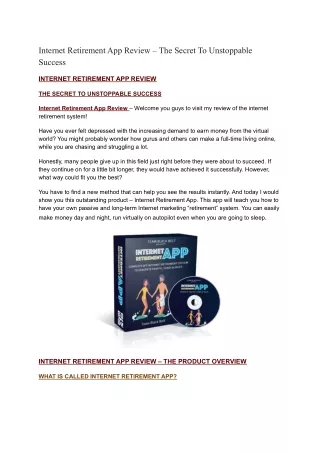 internet retirement app review the secret