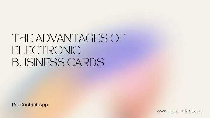 the advantages of electronic business cards