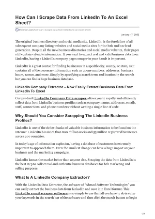 how can i scrape data from linkedin to an excel