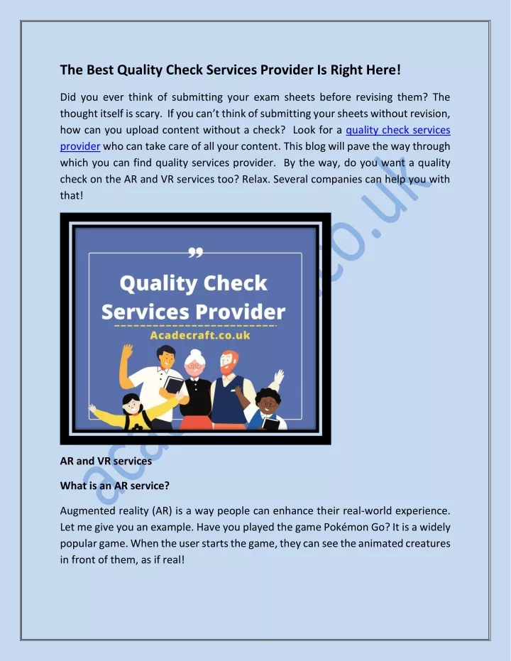 the best quality check services provider is right