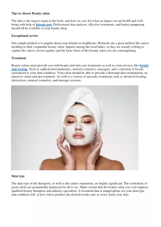 Tips to choose Beauty salon